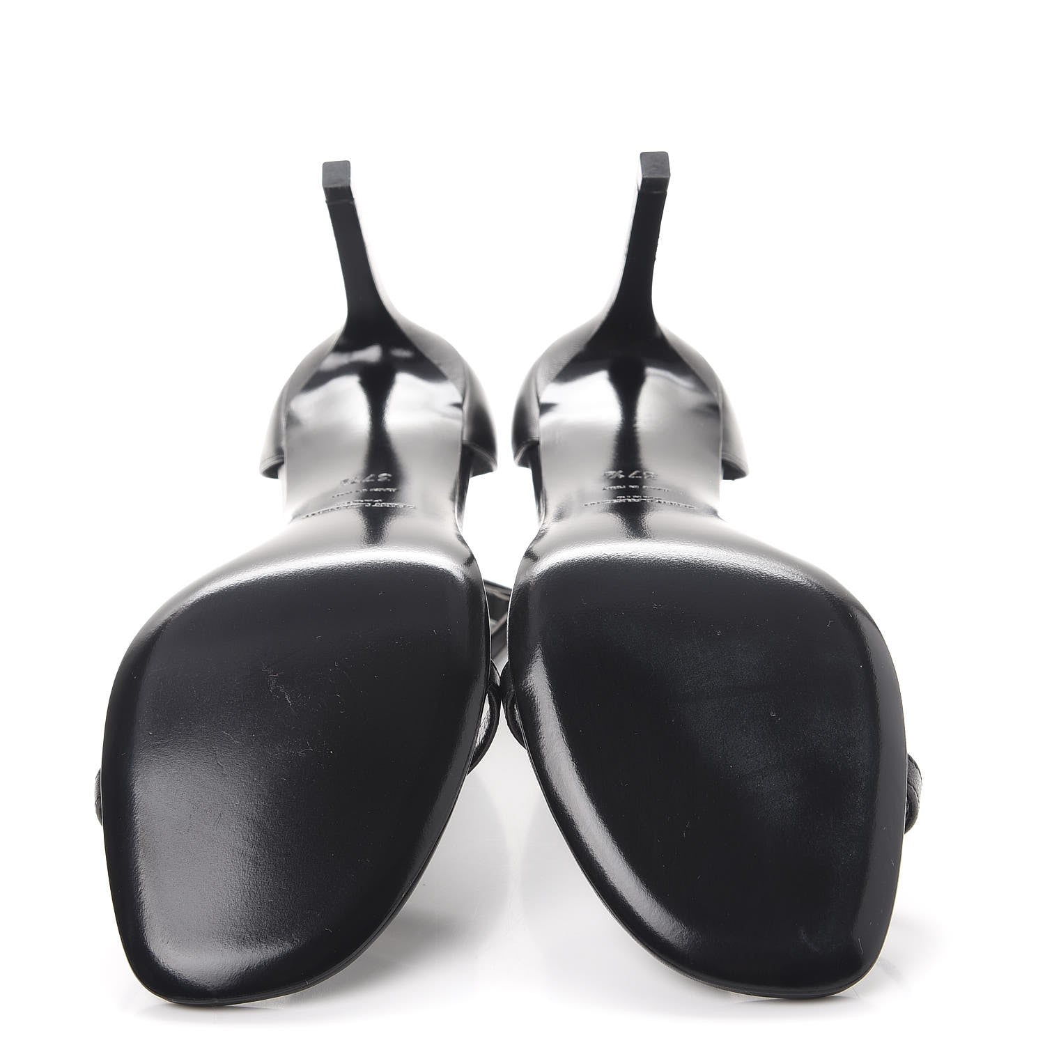 Saint Laurent Calfskin Jane 80 Ankle Strap Sandals 37.5 Black 5 of 9