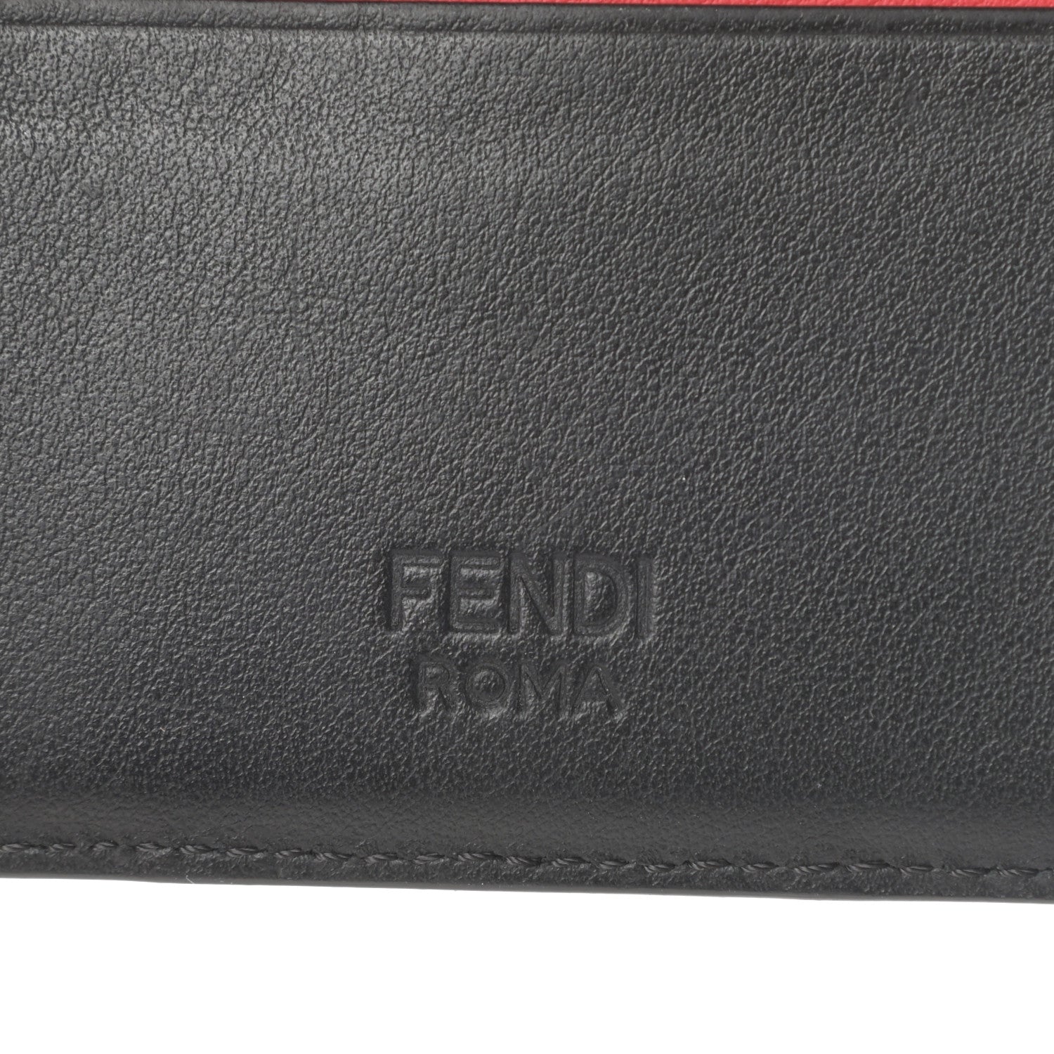Fendi Vitello Century Monster Eyes Inlay Card Holder Black Giallo Rosso 6 of 9