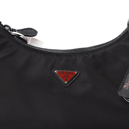 Prada Tessuto Nylon Saffiano Lunar New Year Mini Re-Edition 2000 Bag Black Fuoco 10 of 10