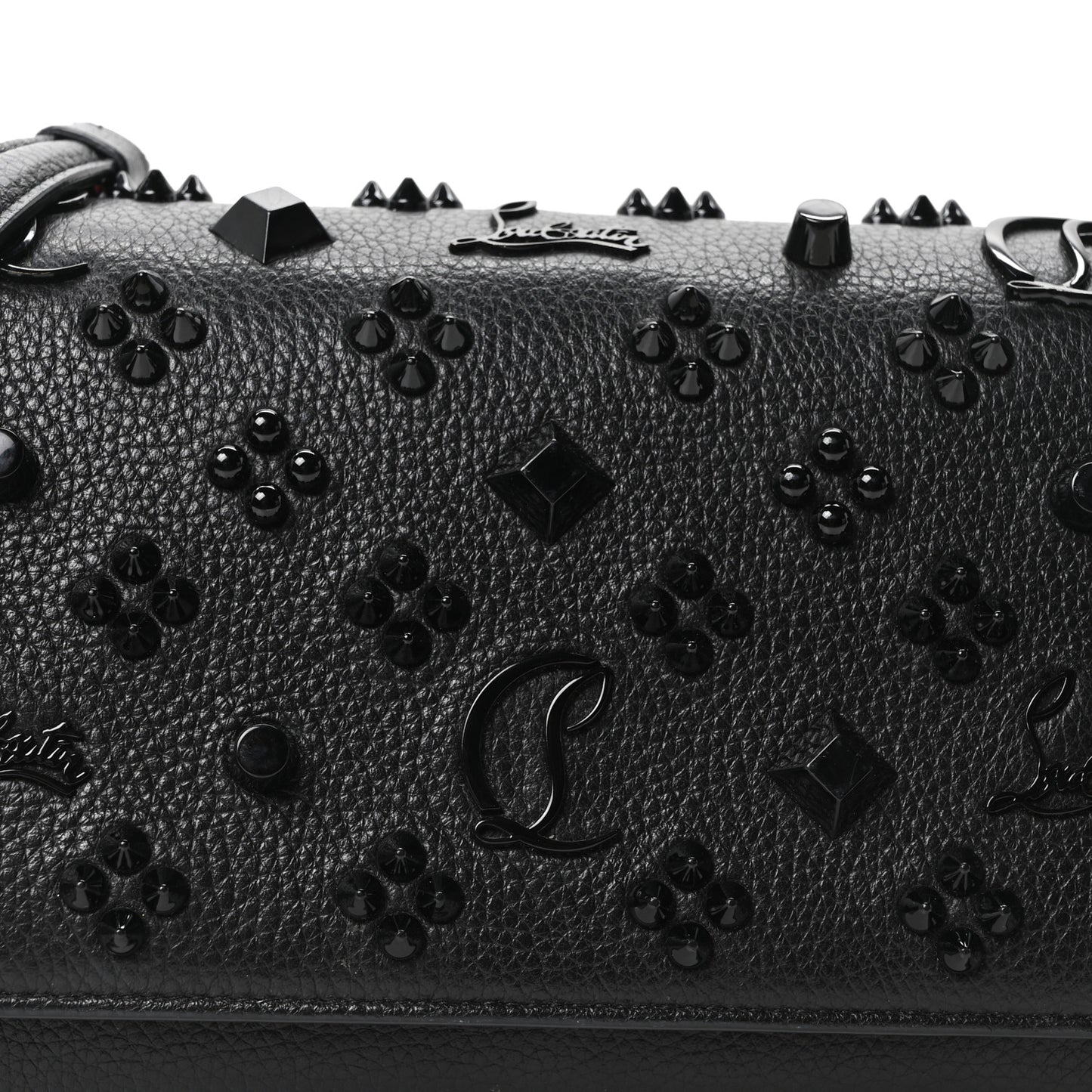 Calfskin Spikes Loubinthesky Paloma Clutch Black