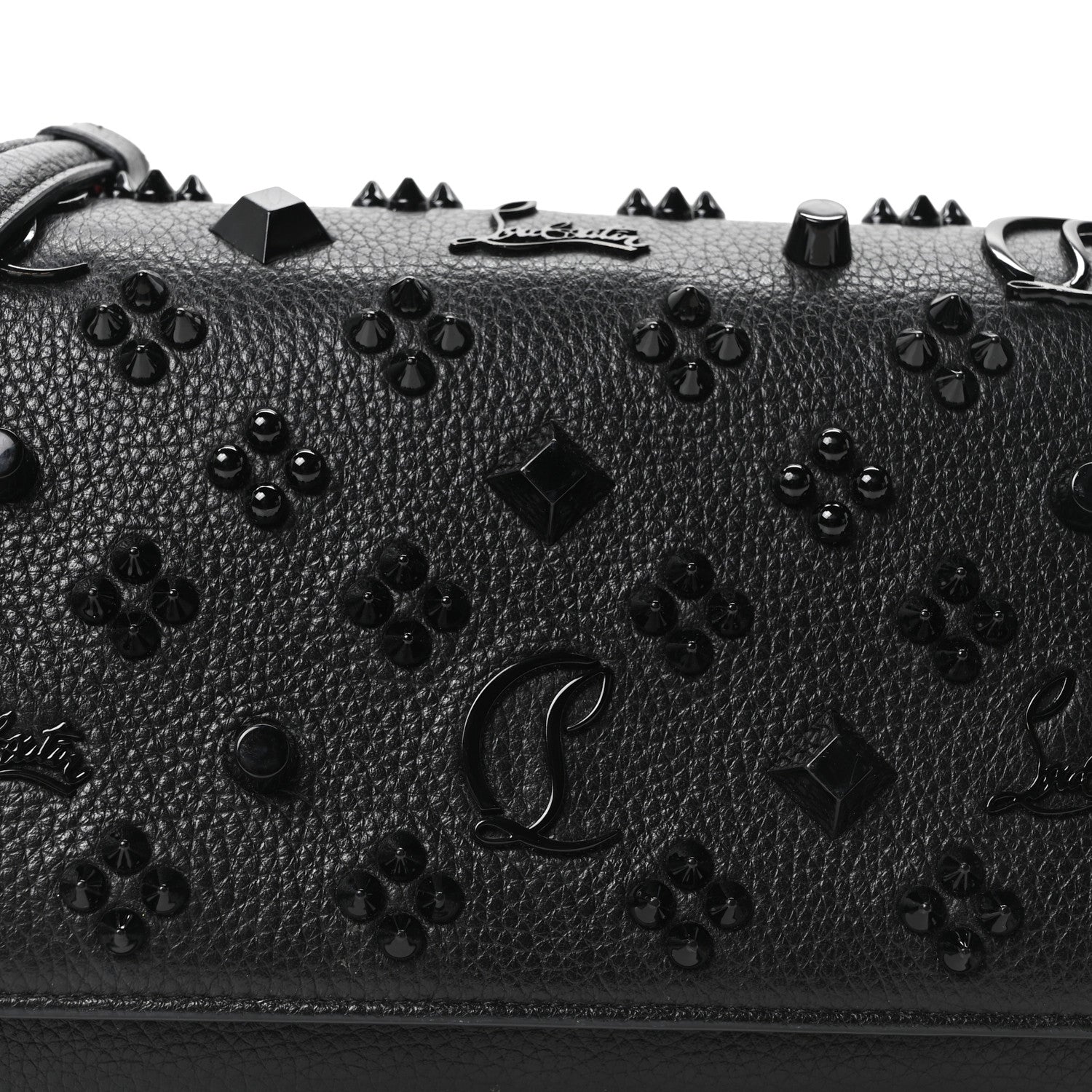Christian Louboutin Calfskin Spikes Loubinthesky Paloma Clutch Black 8 of 11