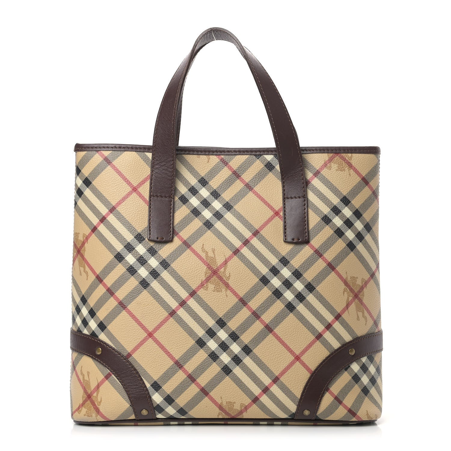 Burberry Haymarket Check Studded Tote Chocolate 1 of 12