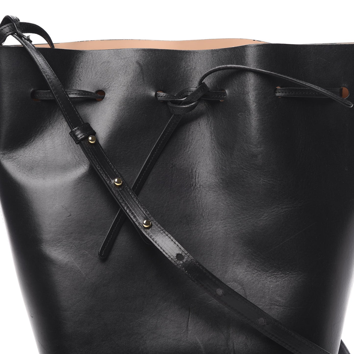 Vegetable Tanned Calfskin Bucket Bag Black Ballerina