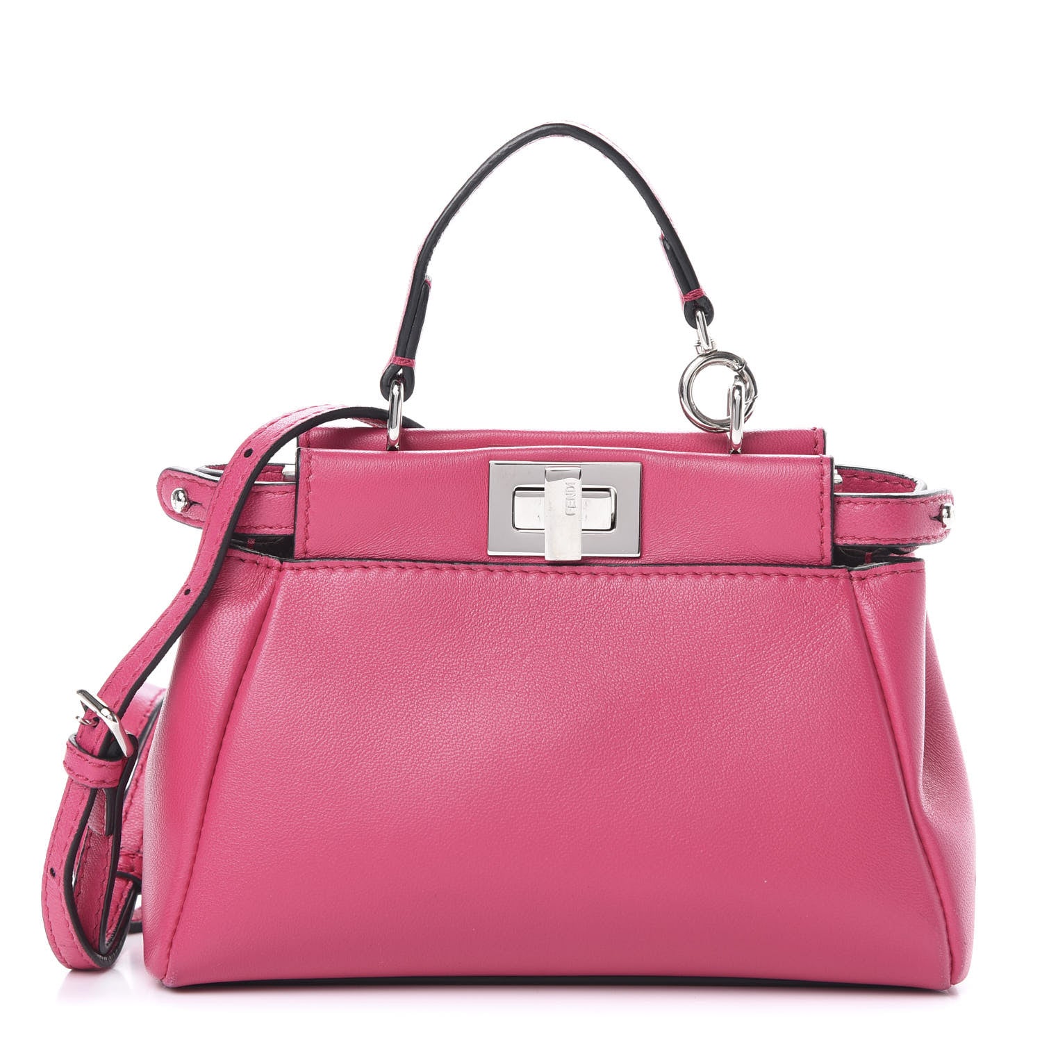 Fendi Nappa Micro Peekaboo Iconic Satchel Magenta 1 of 12