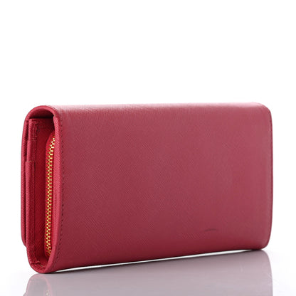 Prada Saffiano Metal Continental Flap Wallet Peonia 3 of 7