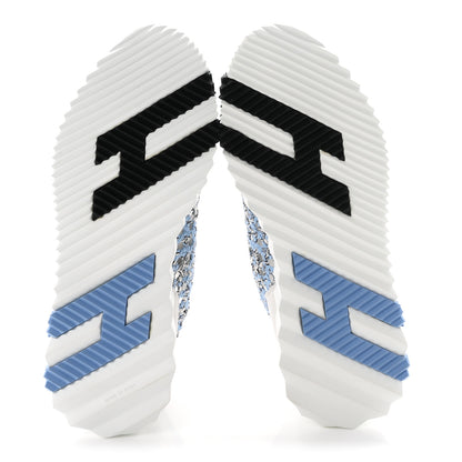 Hermes Braided Silk Suede Bouncing Sneakers 37.5 Bleu Clair White 6 of 9