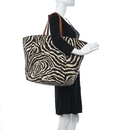 Celine Canvas Zebra Embroidered Large Phantom Cabas Tan 2 of 10
