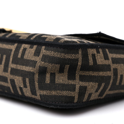 Fendi Fabric Jacquard FF 1974 Medium Baguette Tobacco Moro Black 8 of 9