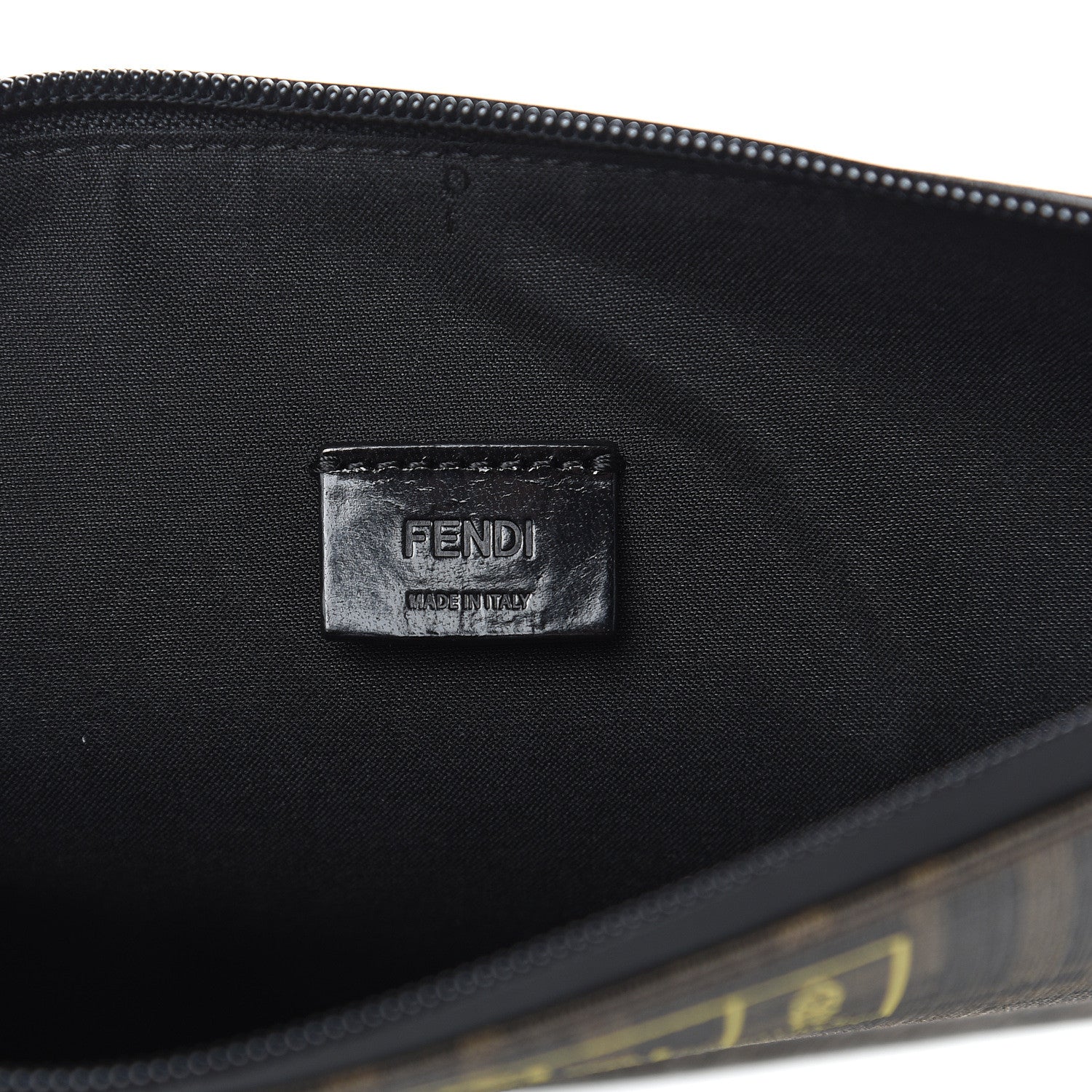 Fendi Glazed Fabric FF 1974 Roma Armor Pouch Tobacco Limone 7 of 9
