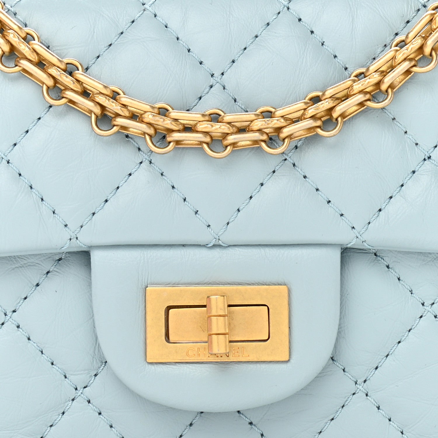Chanel Aged Calfskin Quilted 2.55 Reissue Mini Flap Light Blue 8 of 10