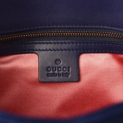Gucci Velvet Matelasse Deer Embroidered Small GG Marmont Shoulder Bag Cobalt 8 of 10
