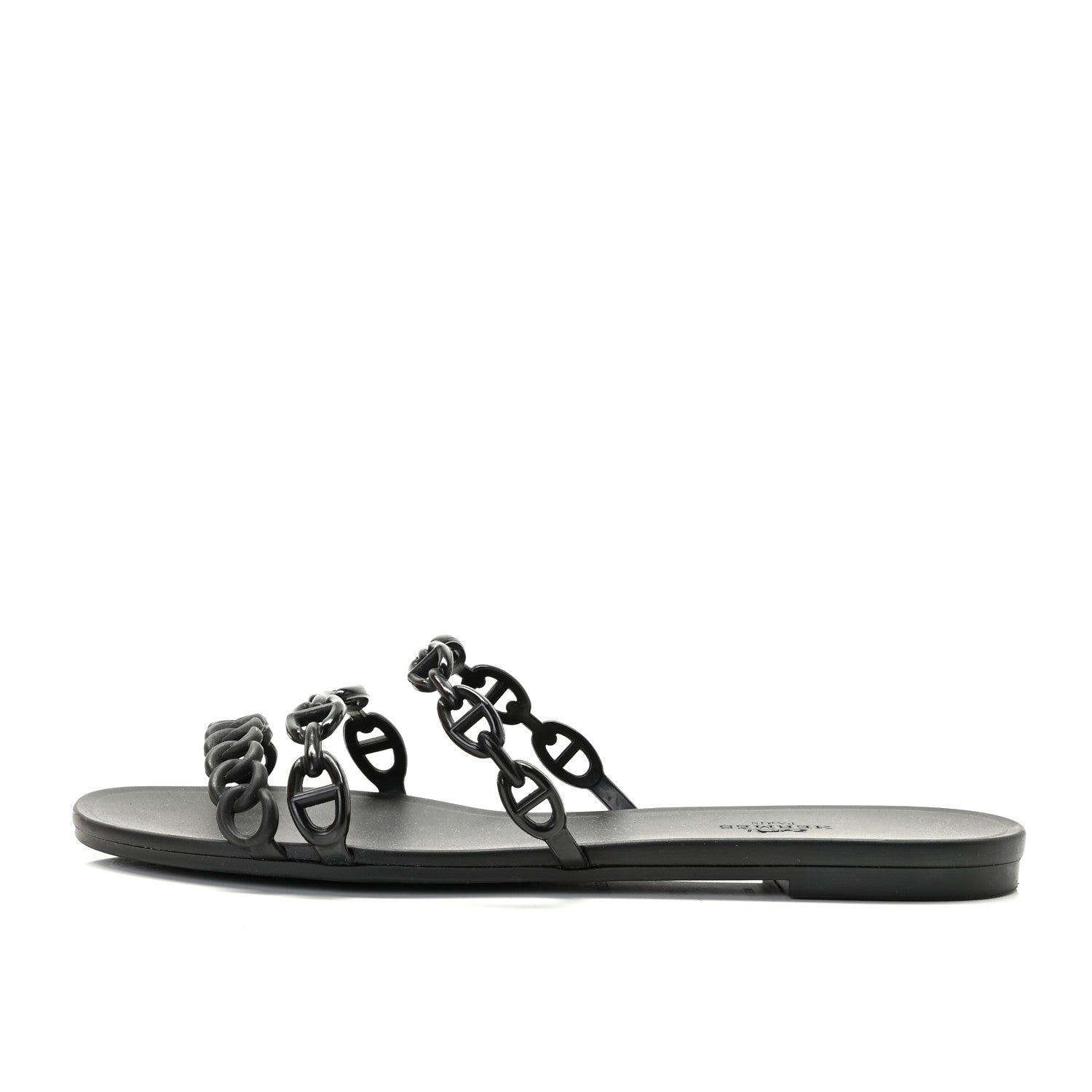 Hermes Rubber Chaine d'Ancre Rivage Sandals 39 Black 1 of 9