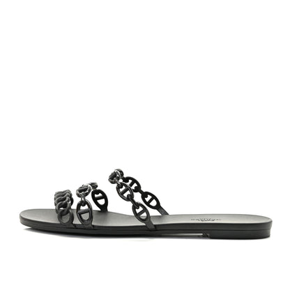 Hermes Rubber Chaine d'Ancre Rivage Sandals 39 Black 1 of 9