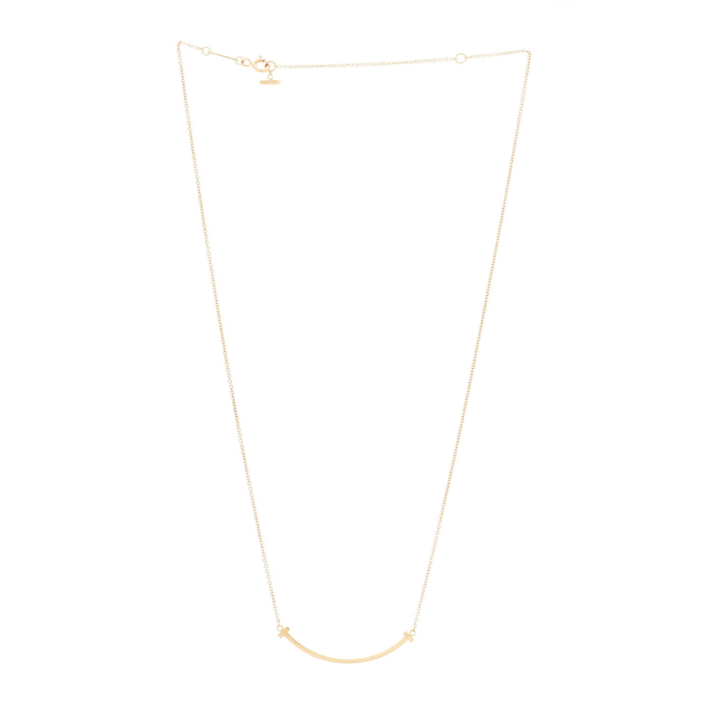 18K Yellow Gold Small T Smile Pendant Necklace