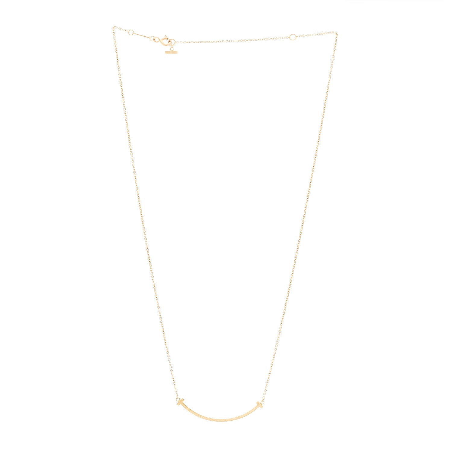 Tiffany 18K Yellow Gold Small T Smile Pendant Necklace 3 of 6