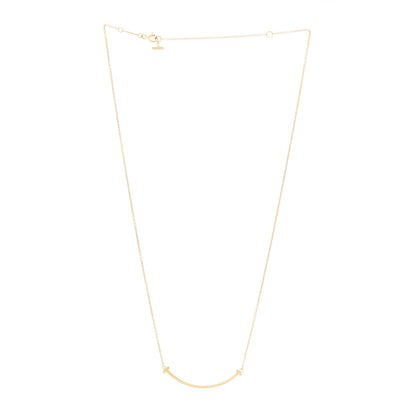 Tiffany 18K Yellow Gold Small T Smile Pendant Necklace 3 of 6