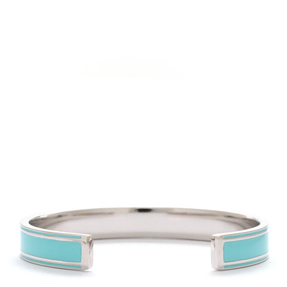 Christian Dior Metal Enamel Code Bangle Bracelet Light Blue Silver 3 of 5