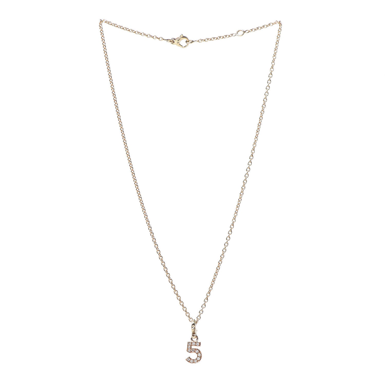 Chanel 18K Yellow Gold Diamond No.5 Charm Necklace 3 of 6
