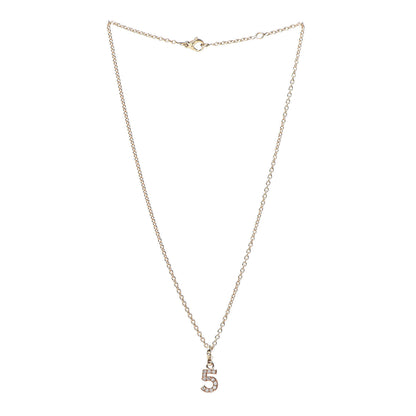 Chanel 18K Yellow Gold Diamond No.5 Charm Necklace 3 of 6