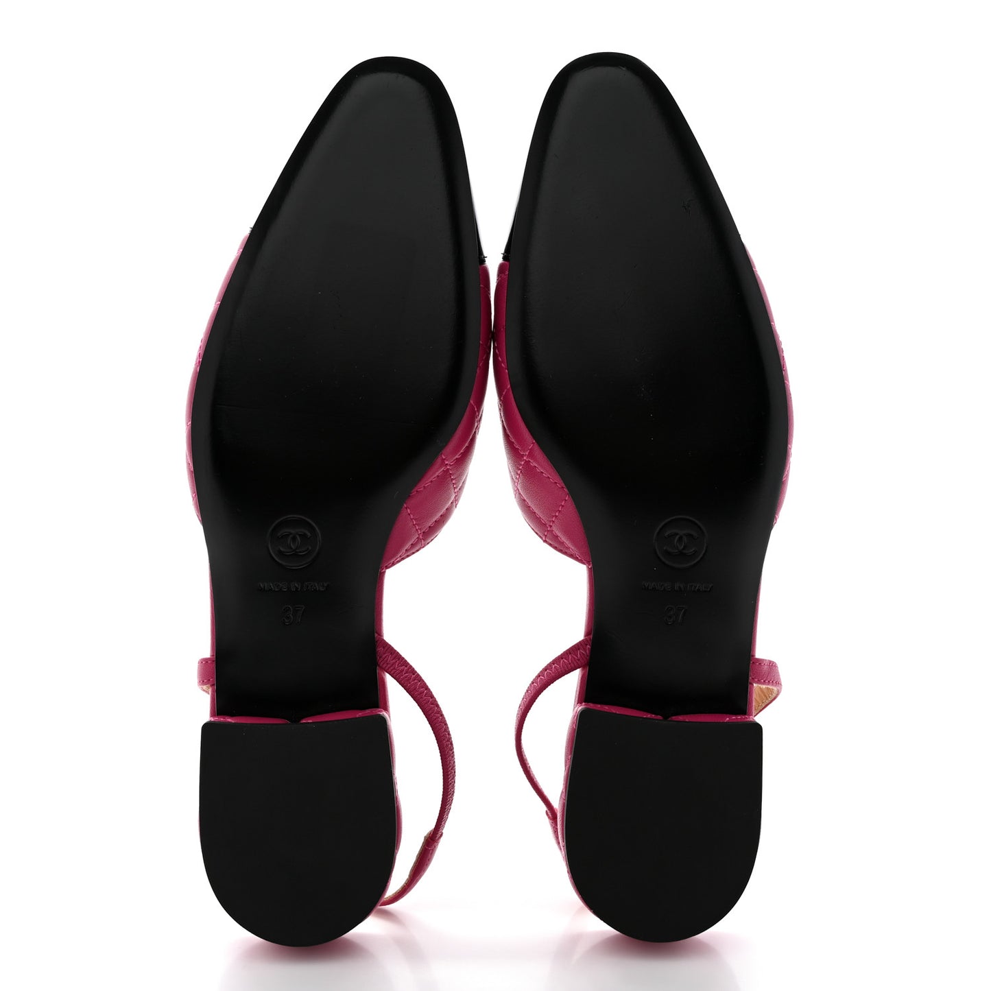 Lambskin Patent Cap Toe CC Slingback Flats 37 Pink Black