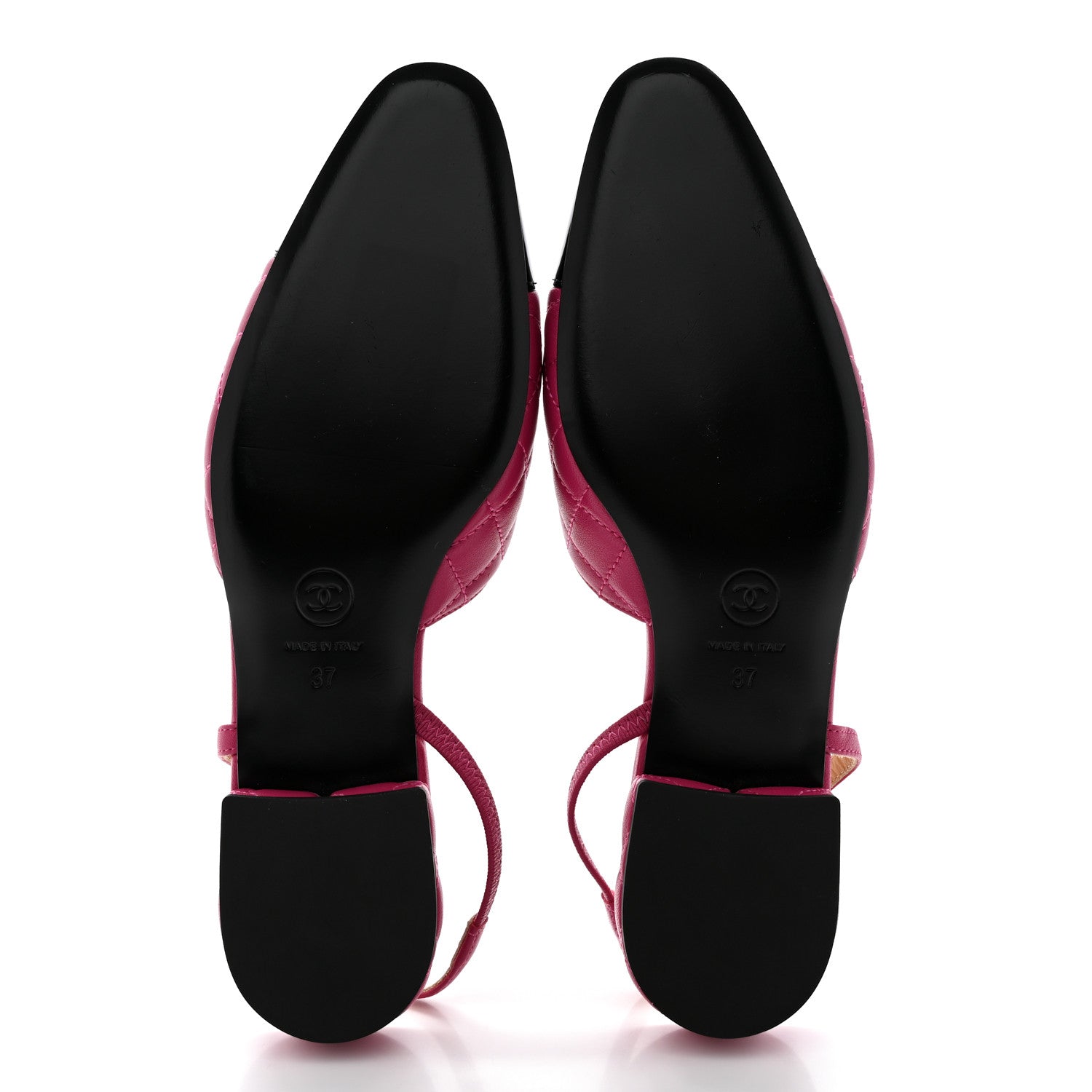 Chanel Lambskin Patent Cap Toe CC Slingback Flats 37 Pink Black 5 of 11