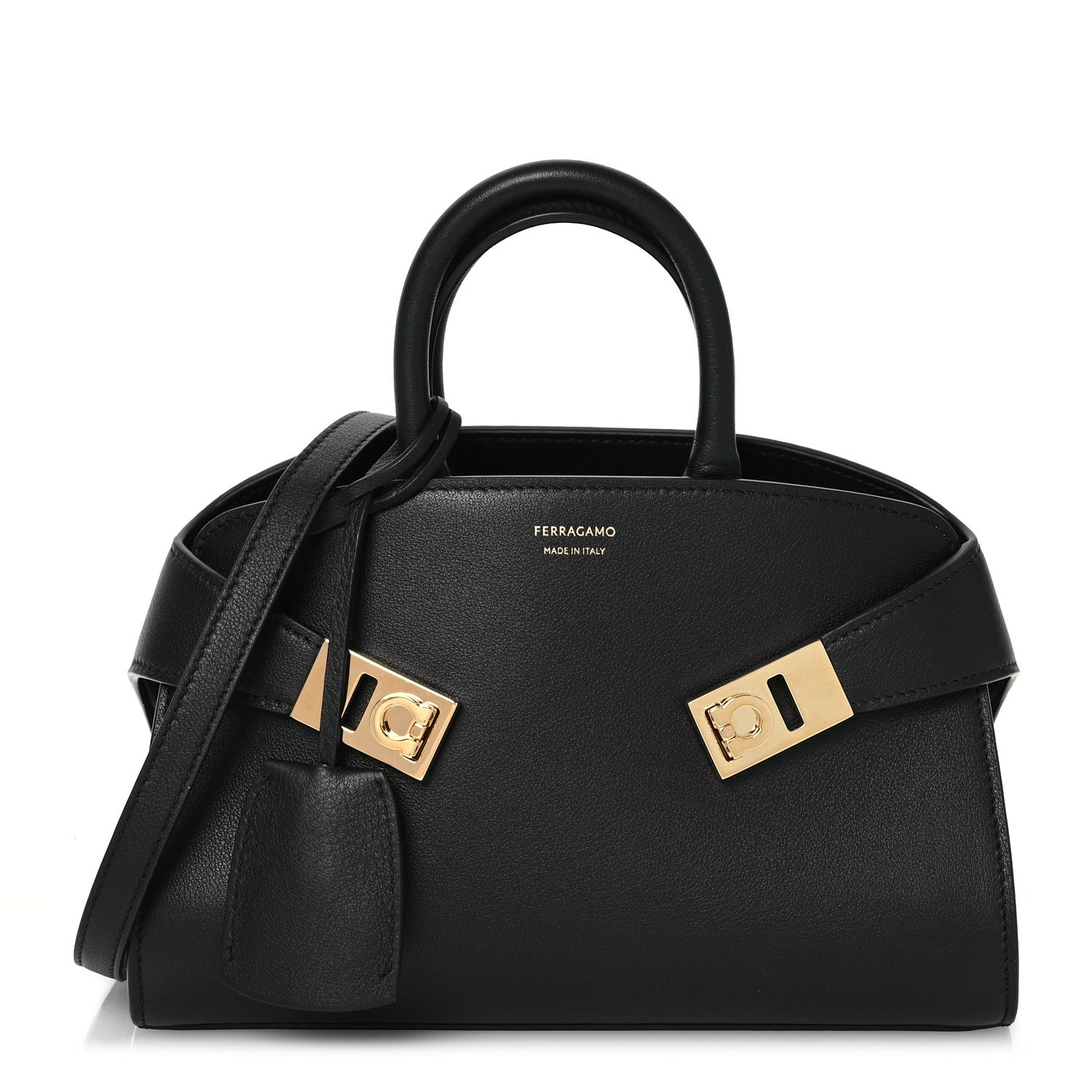 Salvatore Ferragamo Calfskin Mini Hug Bag Black 1 of 14