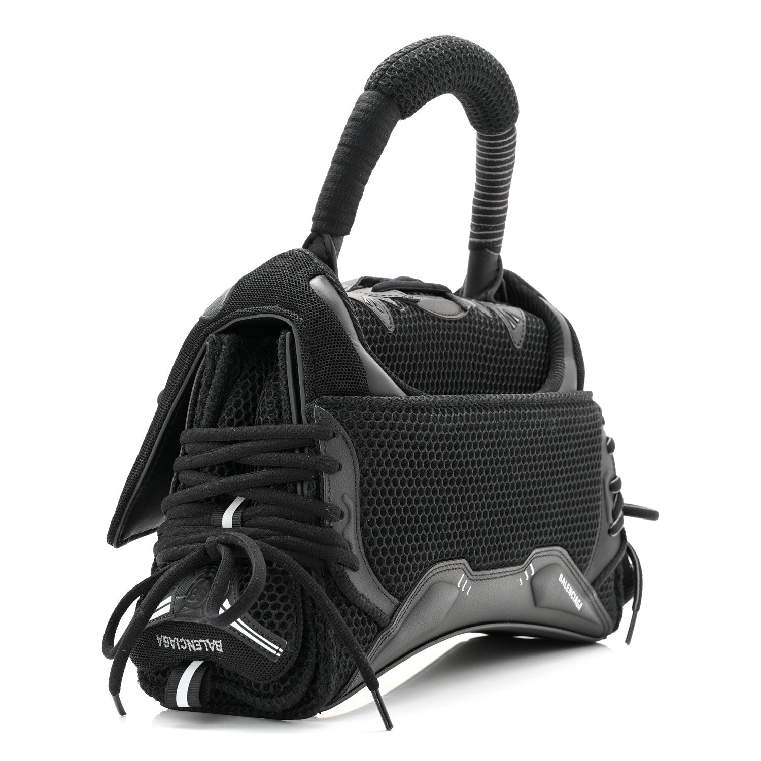 Balenciaga Faux Calfskin Fabric Small Sneakerhead Top Handle Bag Black 3 of 10