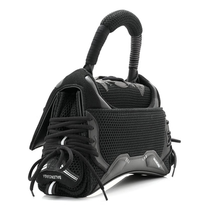 Balenciaga Faux Calfskin Fabric Small Sneakerhead Top Handle Bag Black 3 of 10