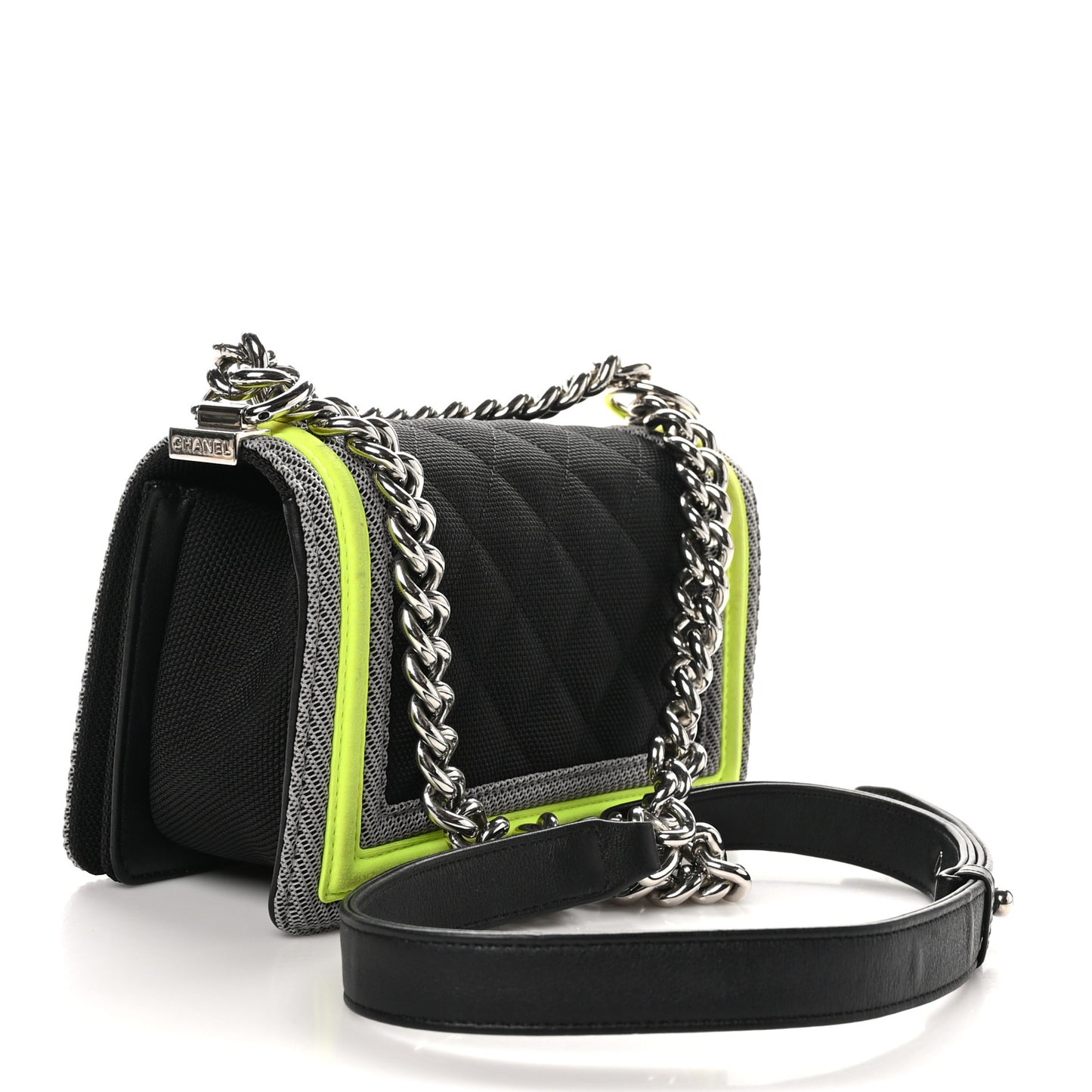 Canvas Quilted Small Fluo Boy Flap Black Grey Yellow
