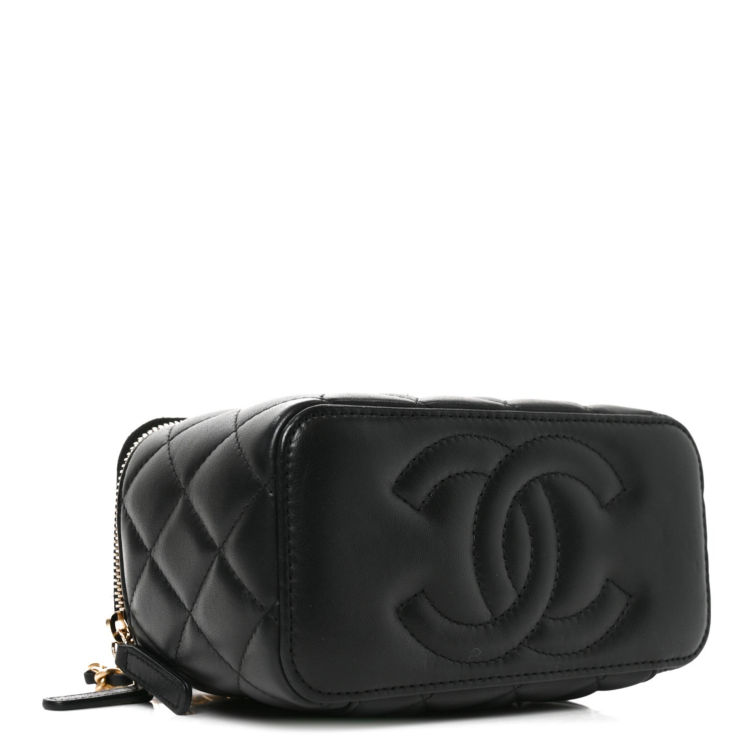 Chanel Lambskin Quilted Pearl Crush Small Vanity Case With Chain Black 4 of 11