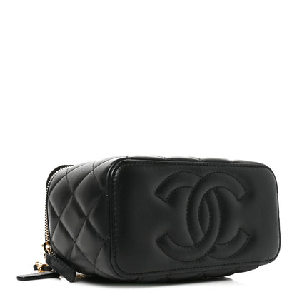 Chanel Lambskin Quilted Pearl Crush Small Vanity Case With Chain Black 4 of 11