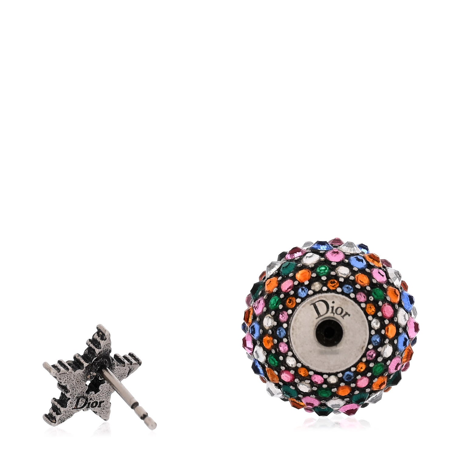 Christian Dior Crystal Mise En Dior Tribal Earrings Multicolor Antique Silver 4 of 4