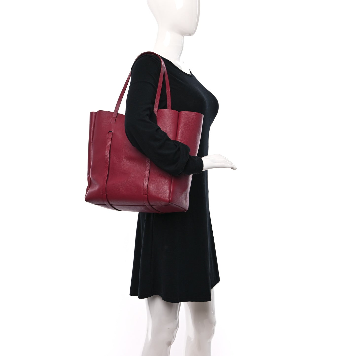 Veau Baltimore Double Sided Small Everyday Tote Rouge Vermeil Black