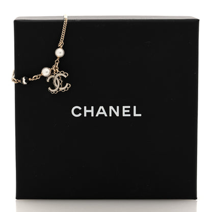 Chanel Metal Enamel Pearl CC Bracelet Gold Black White 5 of 5
