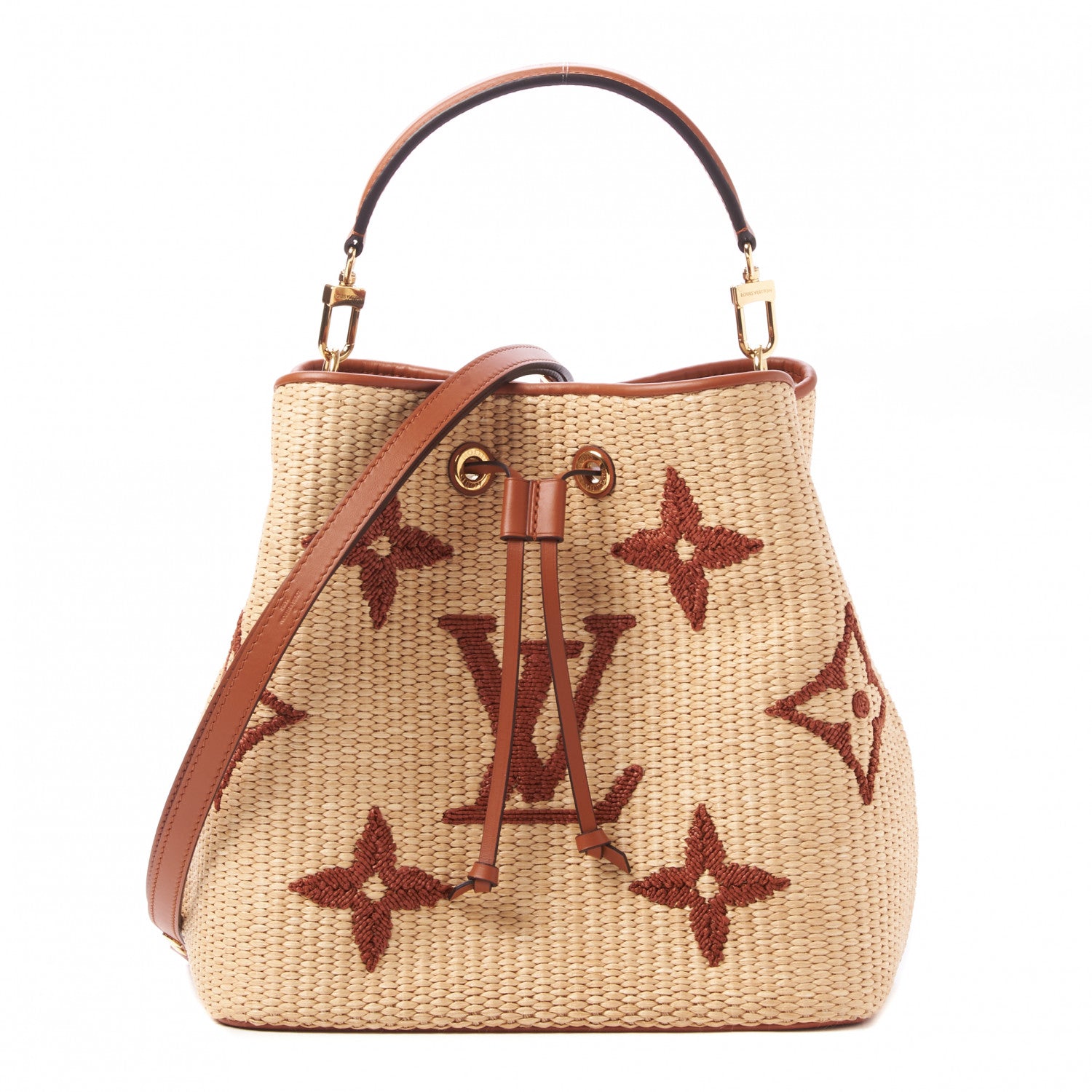 Louis Vuitton Raffia Calfskin Monogram Neonoe MM Tan 1 of 8
