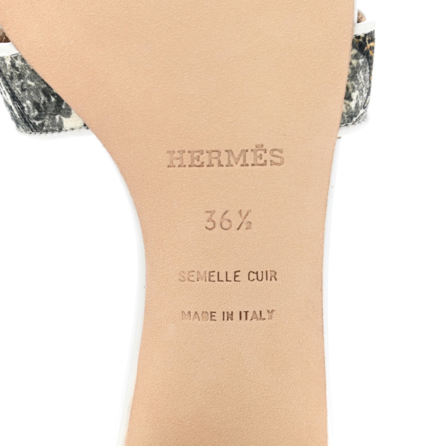 Hermes Canvas Tatoo Print Oasis Equator Sandals 36.5 White 7 of 9
