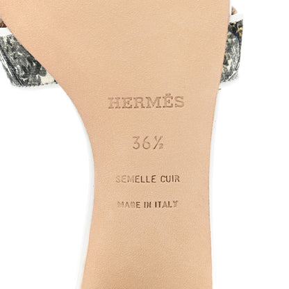 Hermes Canvas Tatoo Print Oasis Equator Sandals 36.5 White 7 of 9