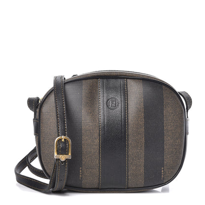 Fendi Calfskin Coated Canvas Pequin Crossbody Bag Tobacco 1 of 13