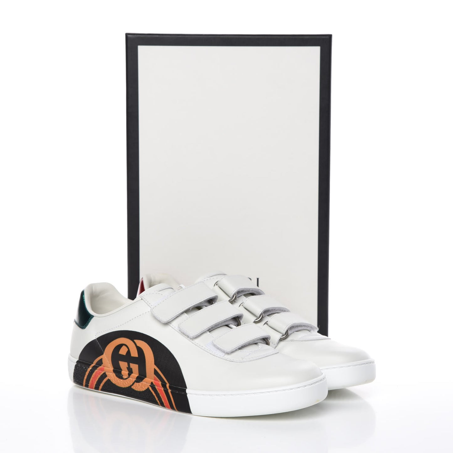 Miro Soft Calfskin Interlocking G Womens New Ace Sneakers 36.5 White Red Flame Green