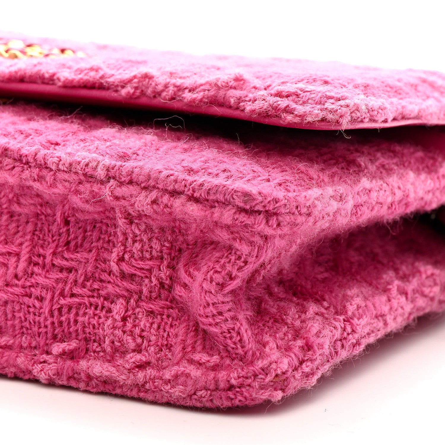 Chanel Wool Tweed Lambskin Quilted Chanel 19 Wallet On Chain WOC Fuchsia 10 of 10
