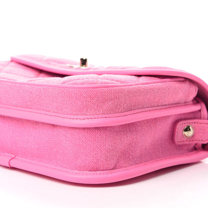 Chanel Denim Quilted Small Messenger Flap Neon Pink 12 of 18