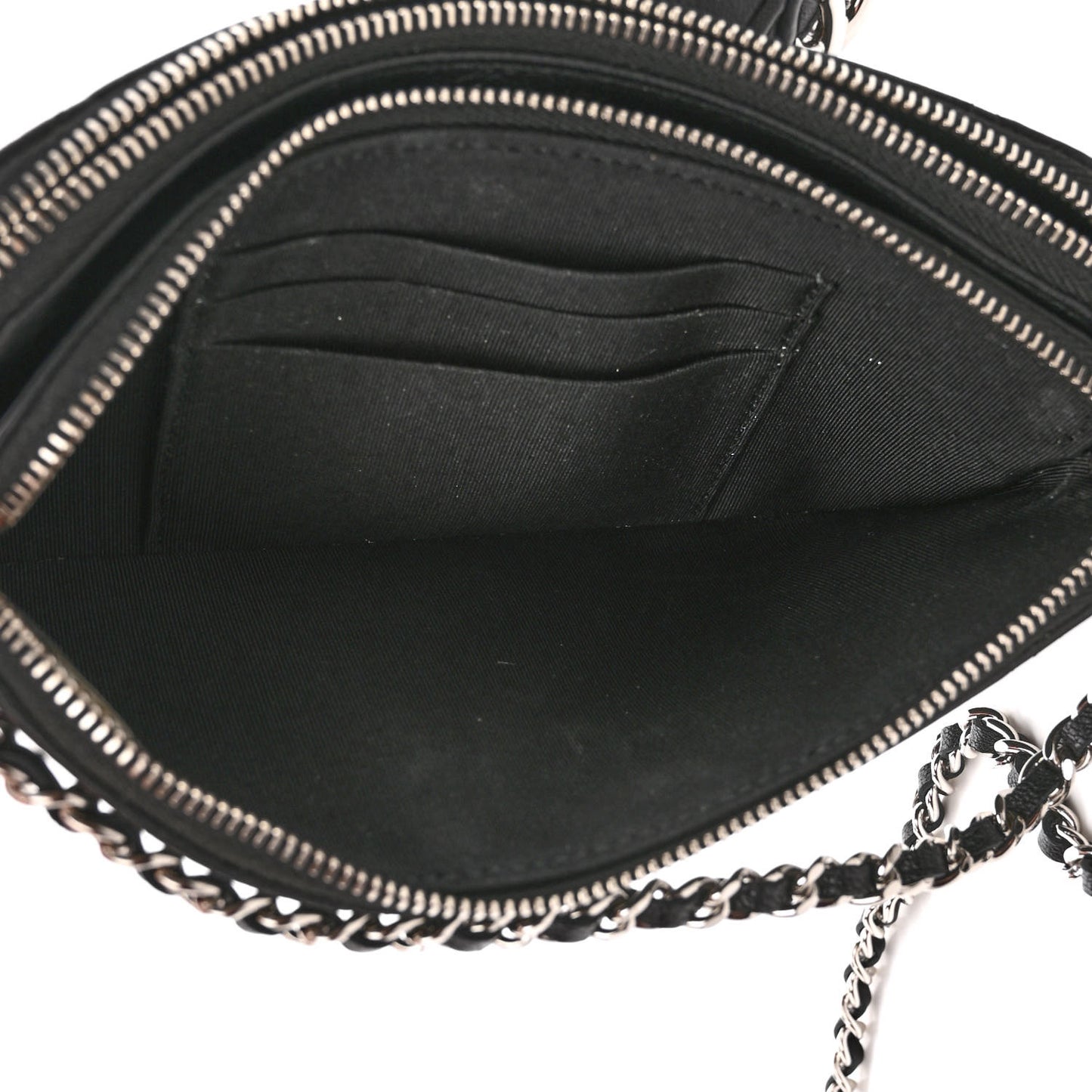 Lambskin Quilted CC Box Clutch With Chain Black