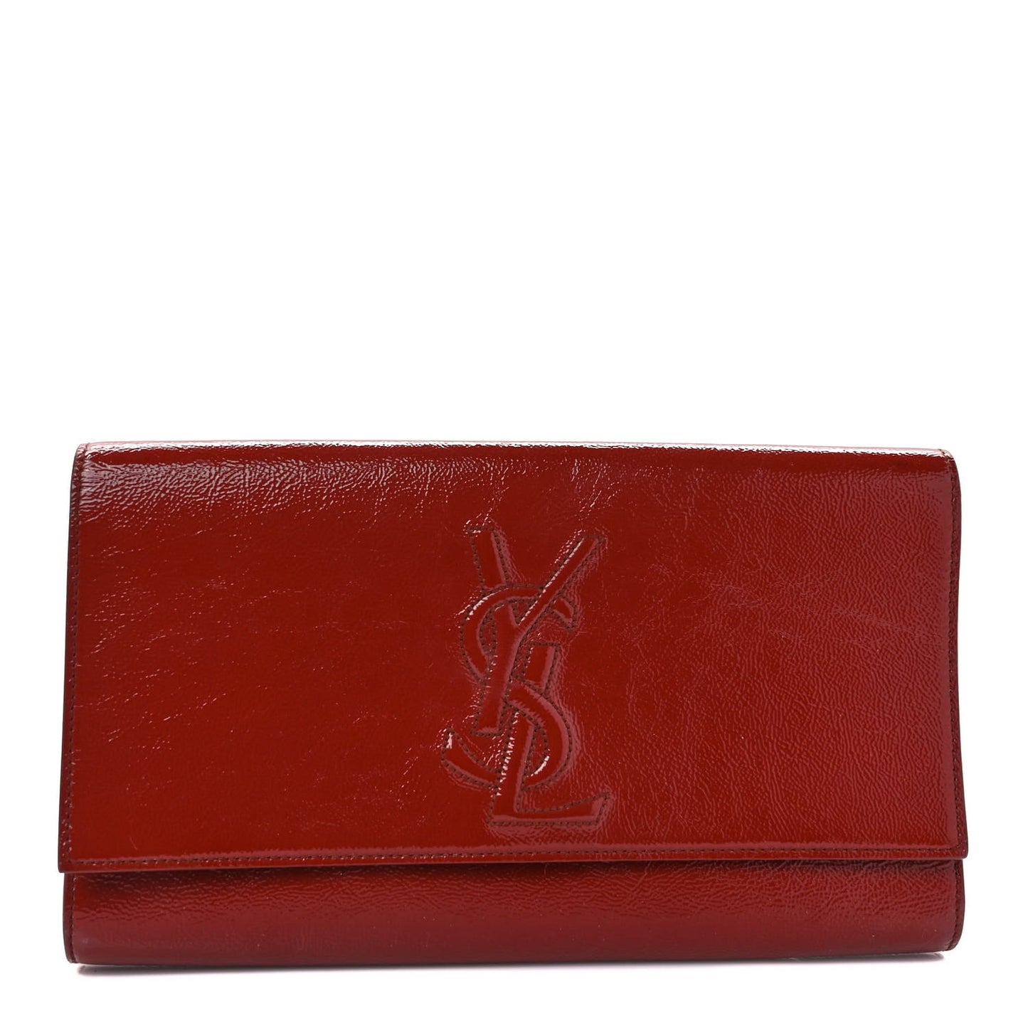 Textured Patent Monogram Large Belle De Jour Clutch Red