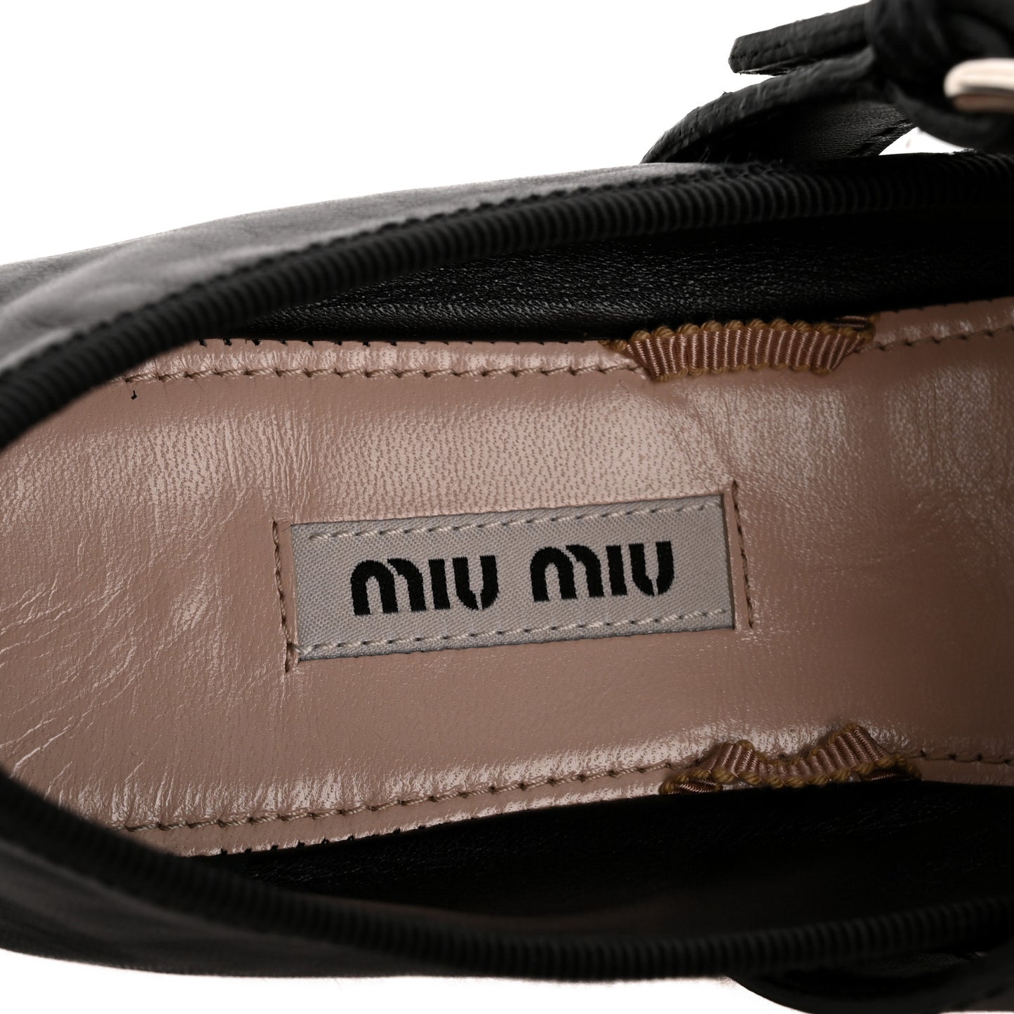 Nappa Vitello Nevada Double Buckle Ballerina Flats 36.5 Black