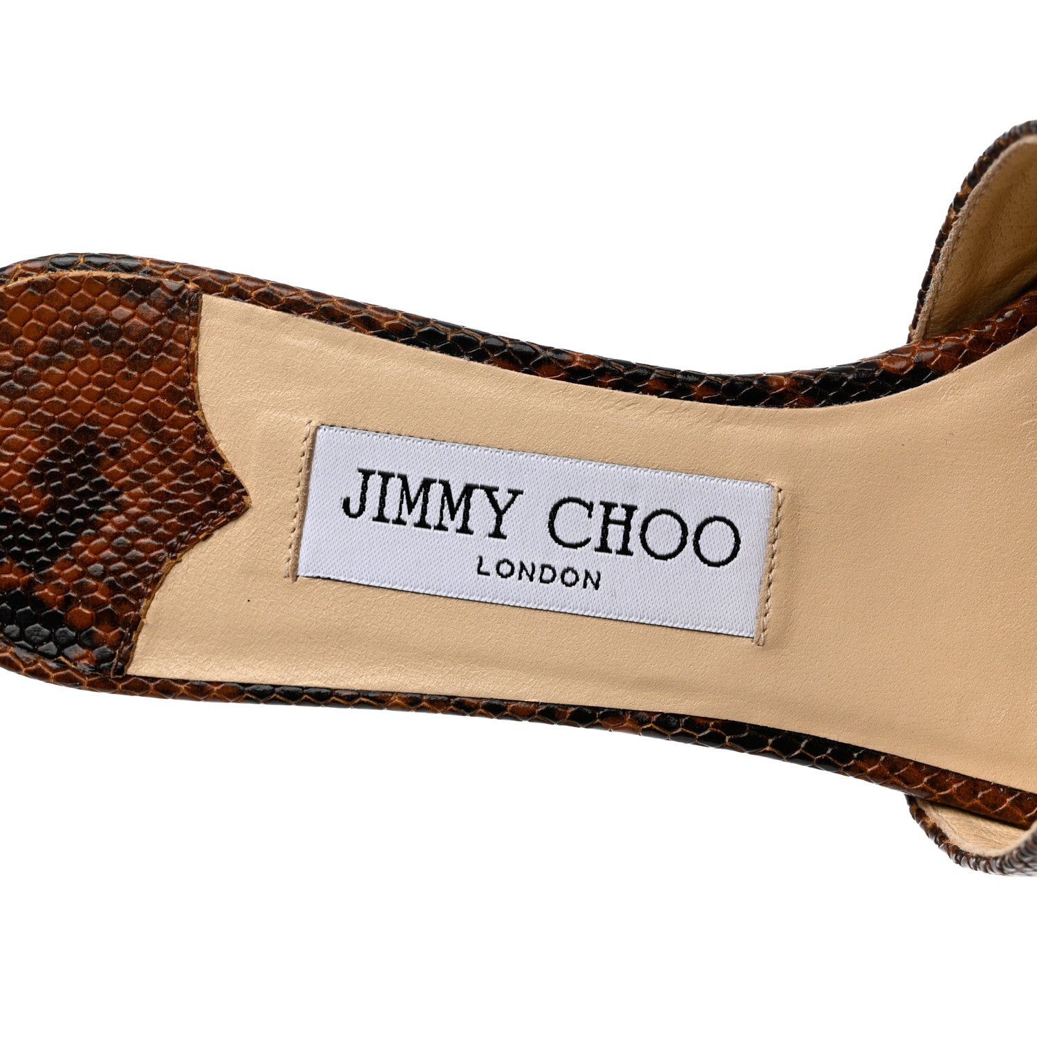 Jimmy Choo Calfskin Snakskin Embossed Cork DeeDee Platform Wedge Slide Sandals 36 Cuoio 6 of 9