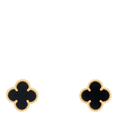 Van Cleef & Arpels 18K Yellow Gold Black Onyx Sweet Alhambra Earrings 1 of 4