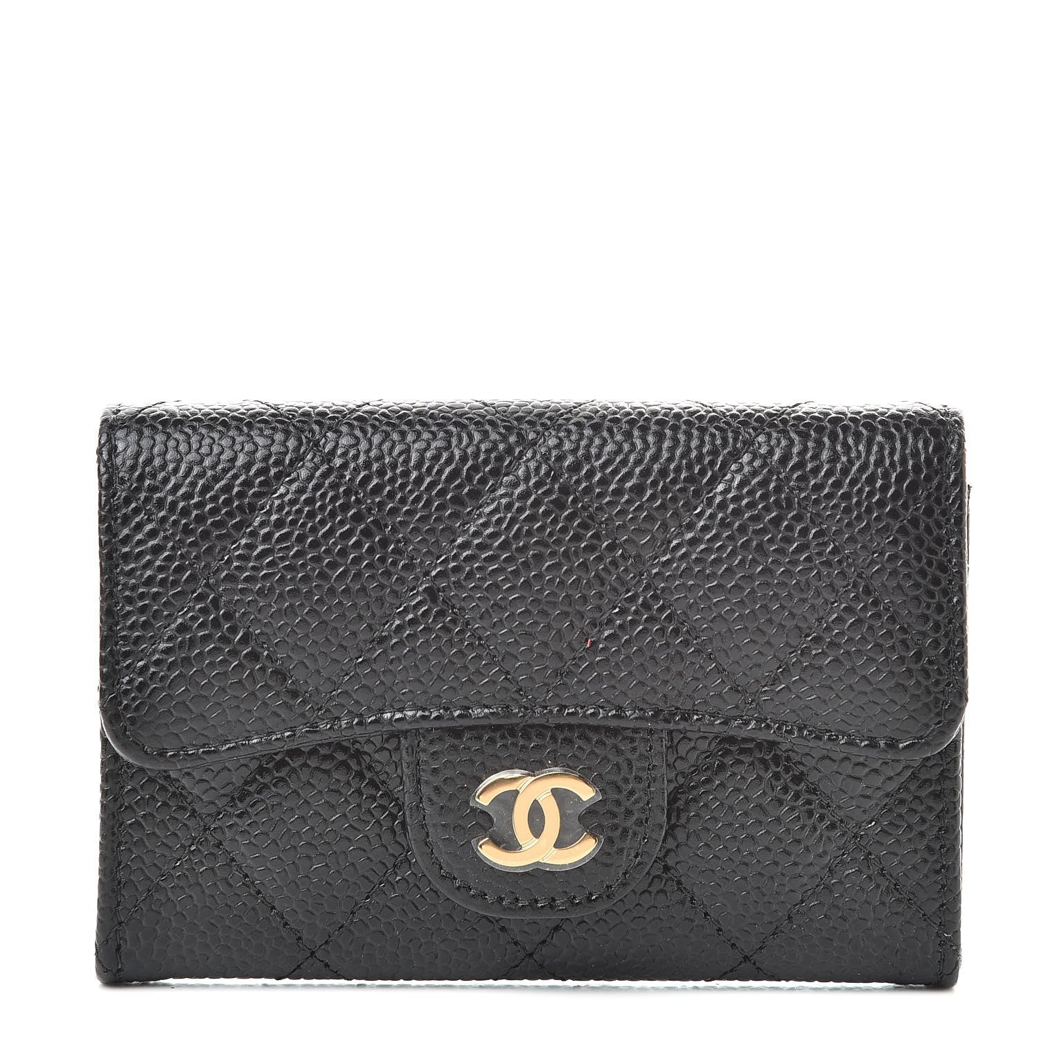 Chanel Caviar Quilted Flap Card Holder Wallet Black 1 of 9