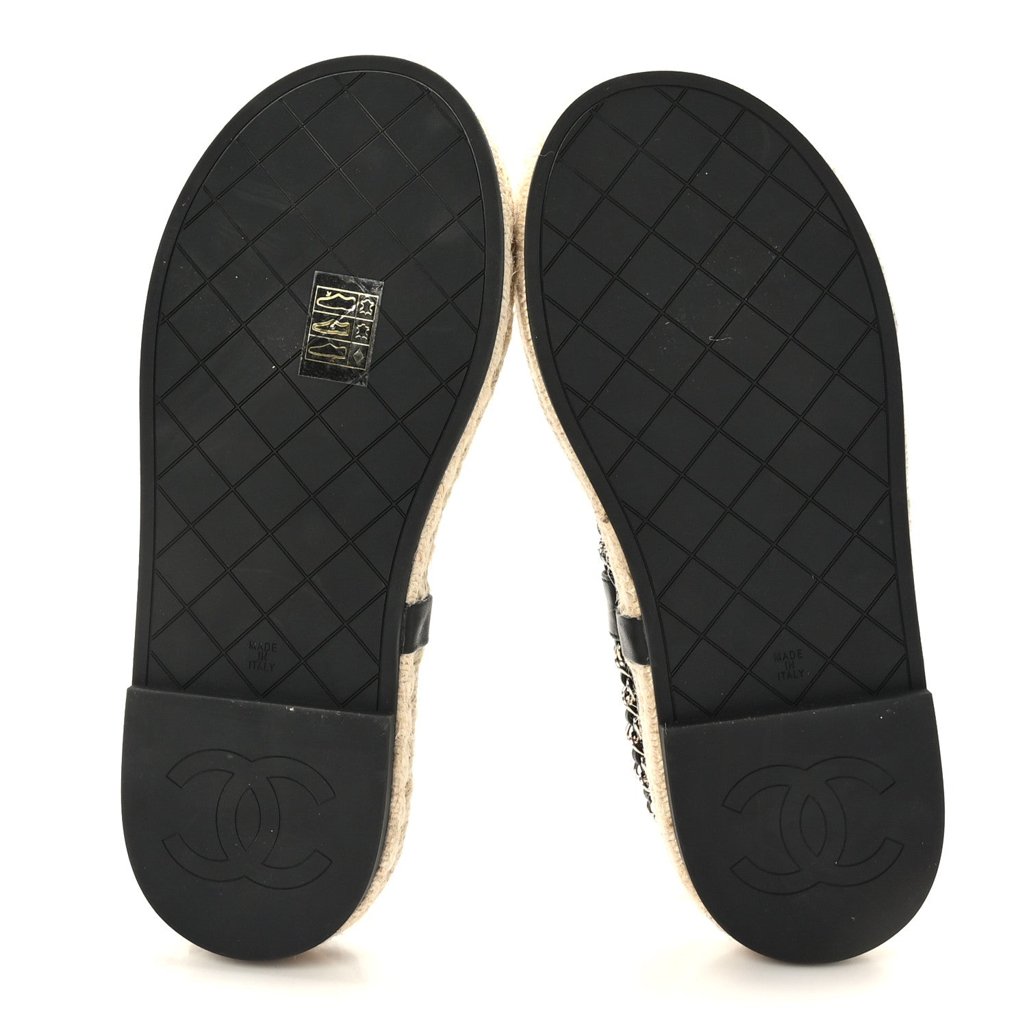 Chanel Lambskin Chain CC Thong Espadrille Sandals 38 Black 6 of 10
