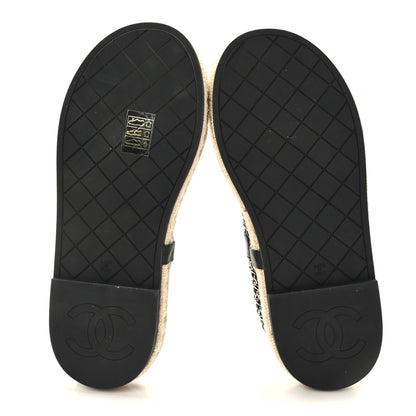 Chanel Lambskin Chain CC Thong Espadrille Sandals 38 Black 6 of 10