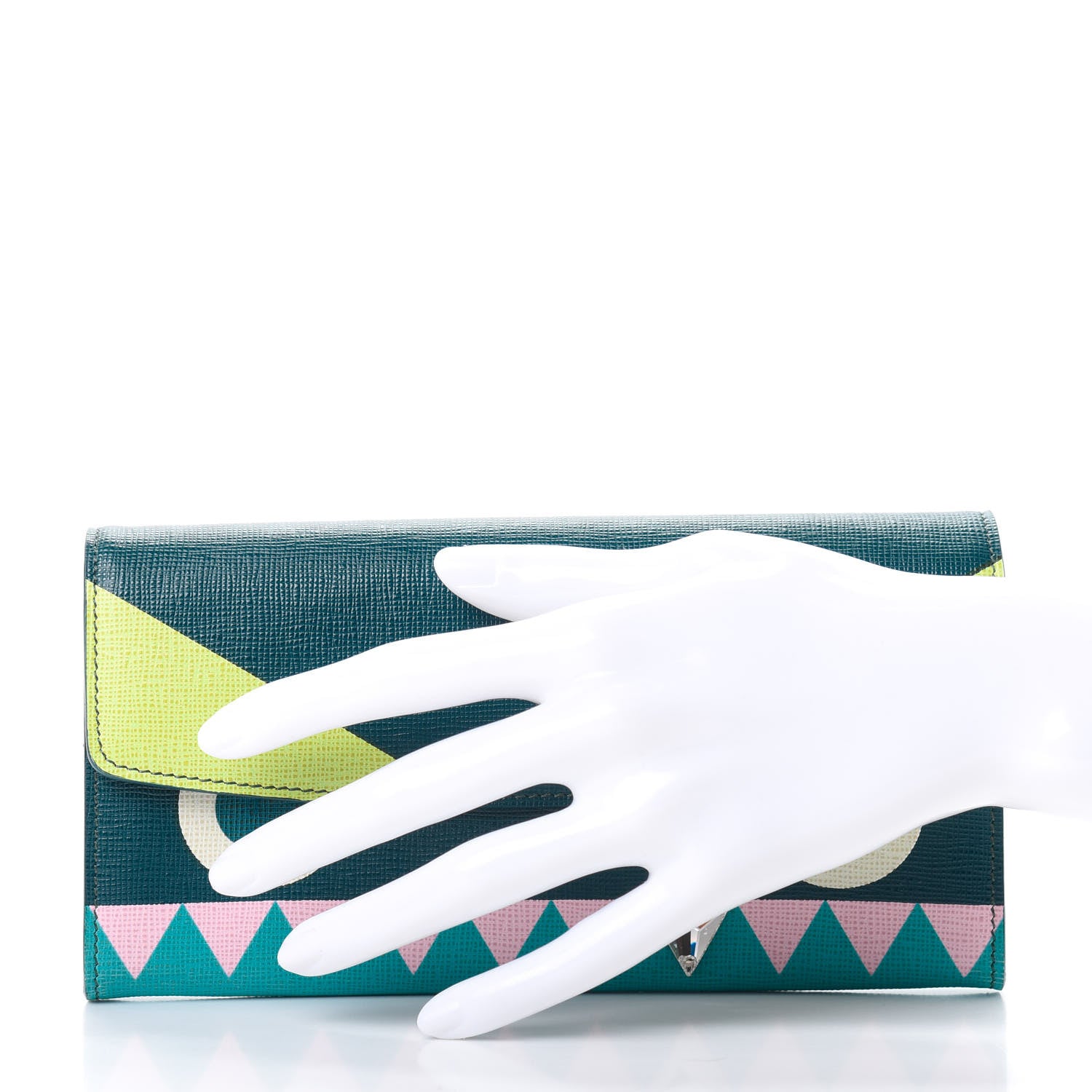 Fendi Vitello Crystal Tooth Monster Continental Wallet Oceano Multicolor 2 of 8